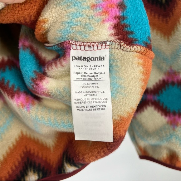 Patagonia Chevron Synchilla Snap Button High Neck Outdoor Fleece Pullover XS - Picture 6 of 8